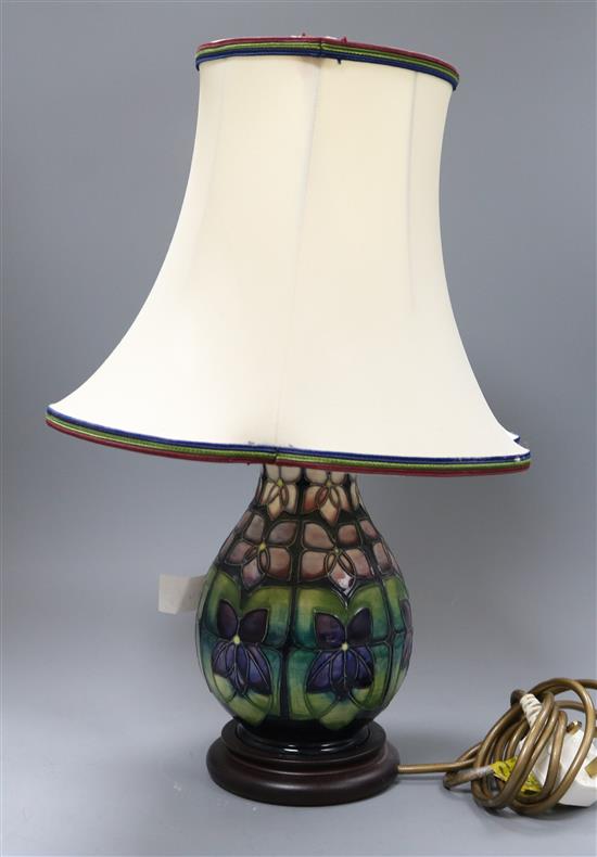 A modern Moorcroft table lamp